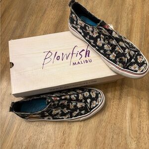 Blowfish Black Daisy Print Canvas Sneakers
